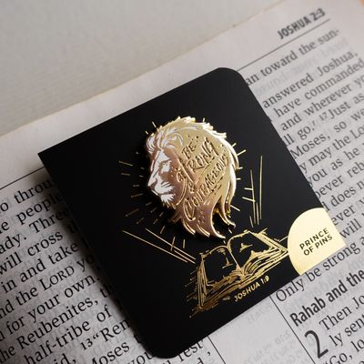 Joshua 1:9 (Lion of Judah) Gold Enamel Pin