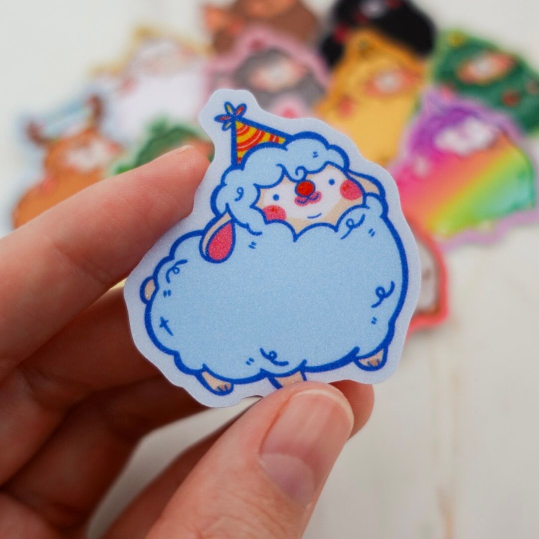 Clown Chonk Matte Glitter Sticker