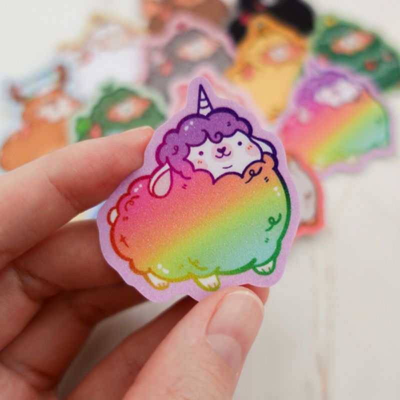 Rainbow UniChonk Matte Glitter Sticker