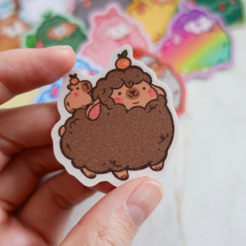 Capybara Chonk Matte Glitter Sticker