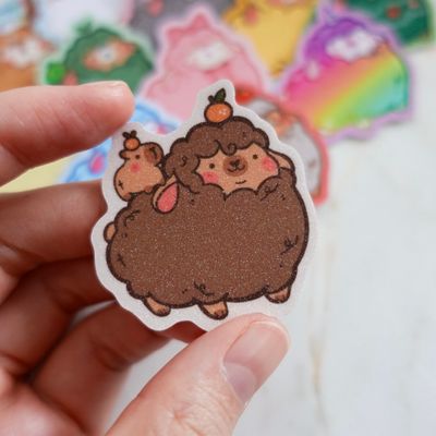 Capybara Chonk Matte Glitter Sticker