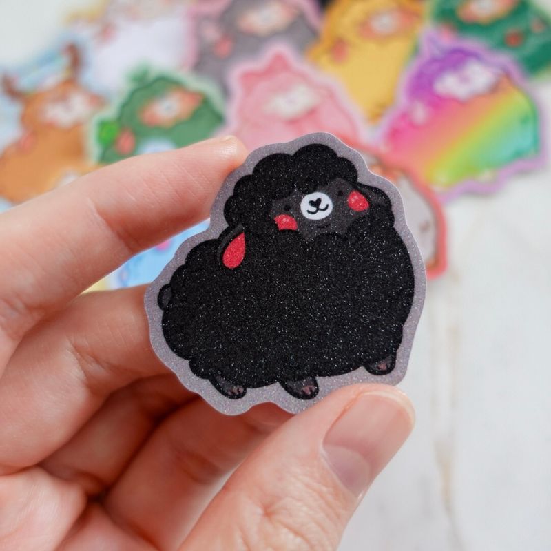 Baabaa Black Chonk Matte Glitter Sticker