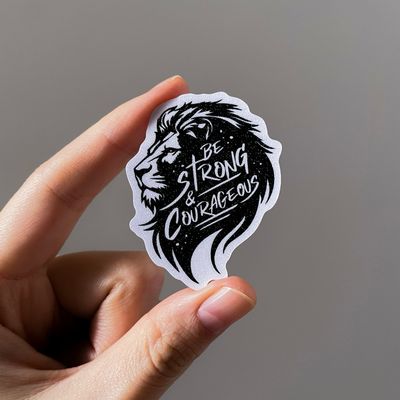 Joshua 1:9 (Lion of Judah) Black Matte Glitter Sticker