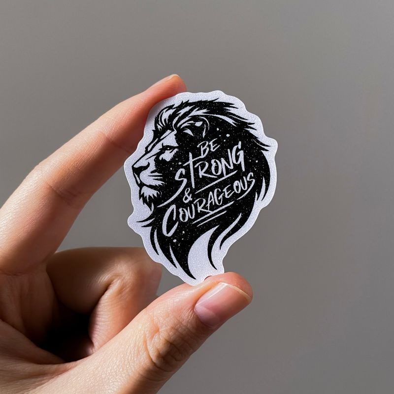 Joshua 1:9 (Lion of Judah) Black Matte Glitter Sticker