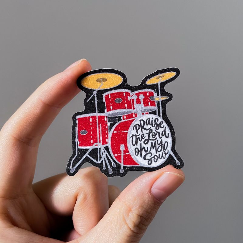 Praise (Drums) Red Matte Glitter Sticker