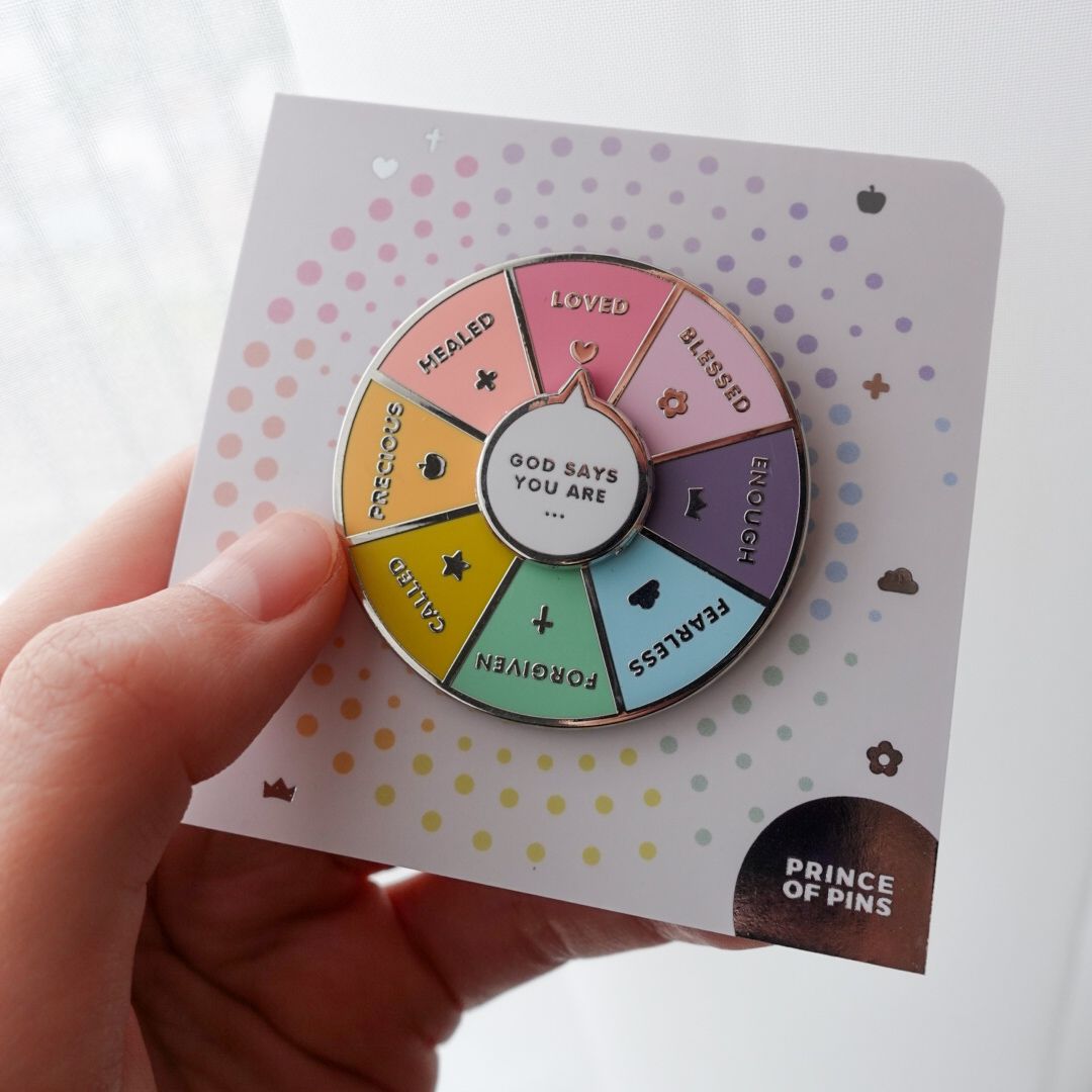 &quot;GOD SAYS YOU ARE&quot; Spinning Enamel Pin