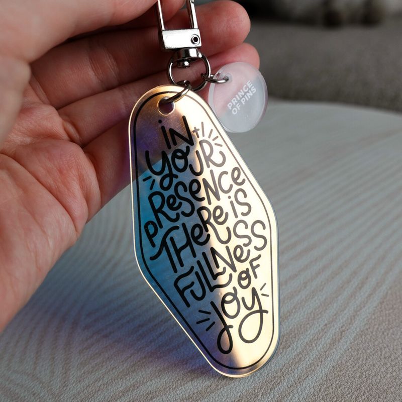 Psalm 16:11 (Holographic) Black Declaration Keychain