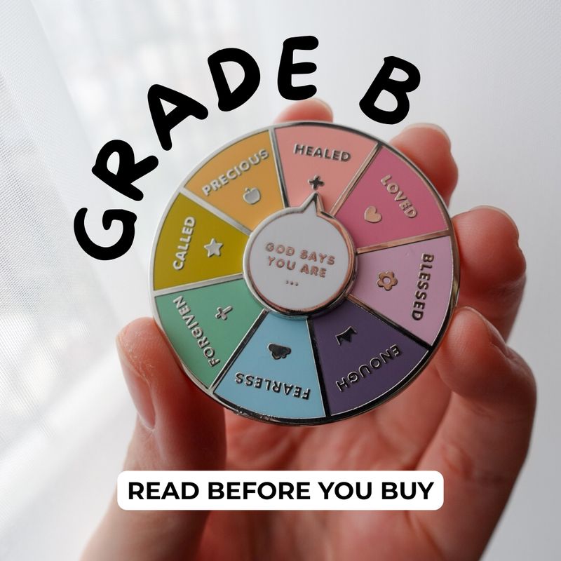 &quot;GOD SAYS YOU ARE&quot; Spinning Enamel Pin (Grade B)