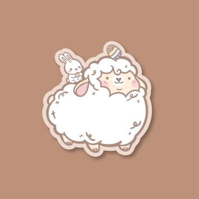 Easter Bunny Chonk Matte Glitter Sticker