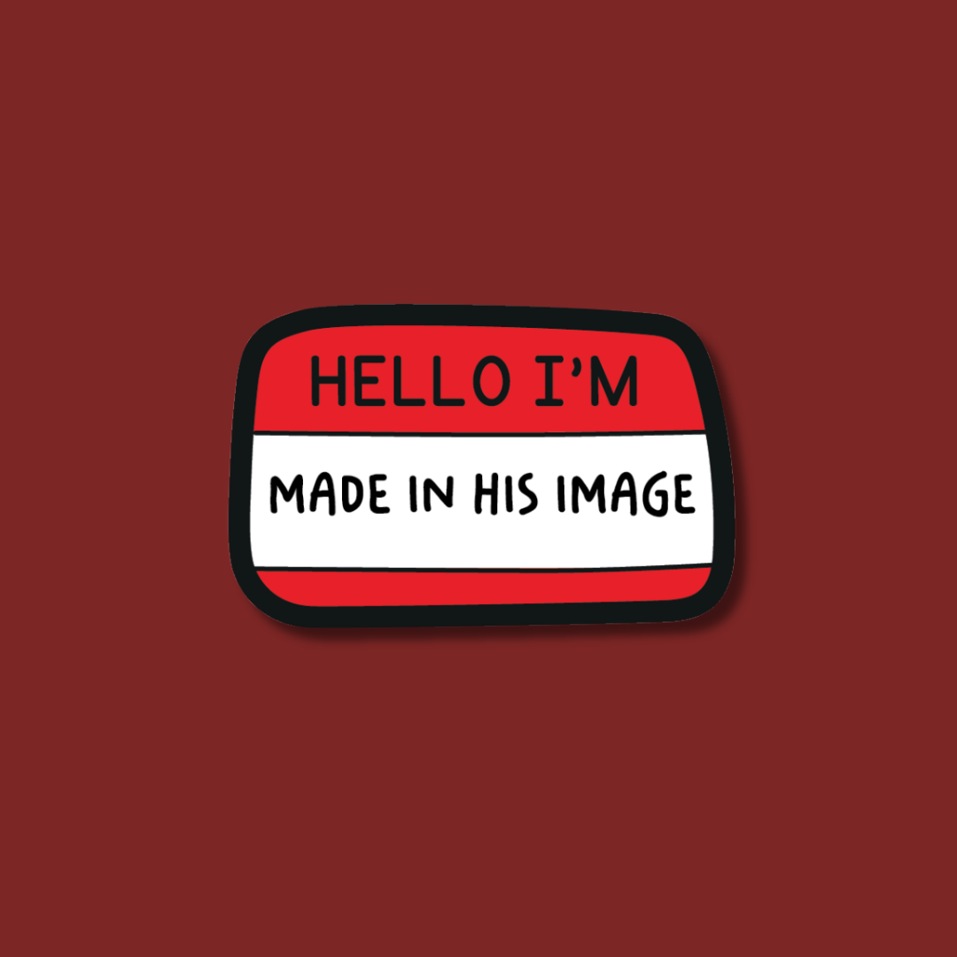 Genesis 1:27 (Made in His Image) Red Matte Glitter Sticker