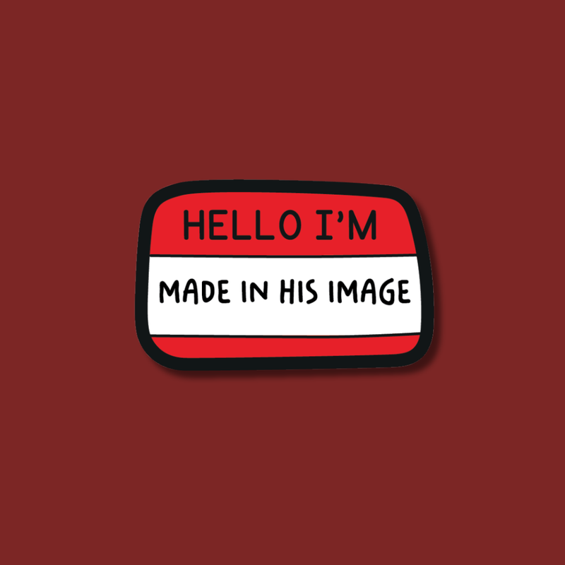 Genesis 1:27 (Made in His Image) Red Matte Glitter Sticker