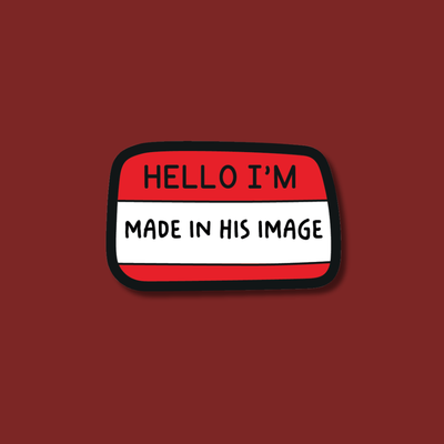 Genesis 1:27 (Made in His Image) Red Matte Glitter Sticker