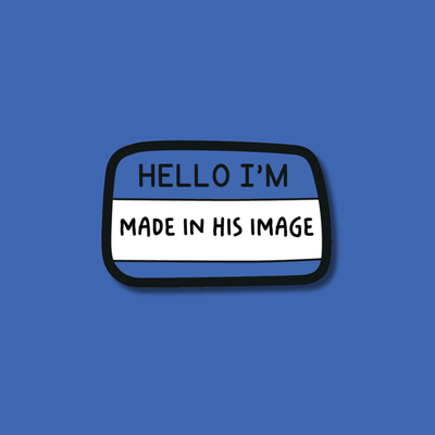 Genesis 1:27 (Made in His Image) Blue Matte Glitter Sticker