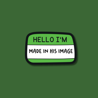 Genesis 1:27 (Made in His Image) Green Matte Glitter Sticker