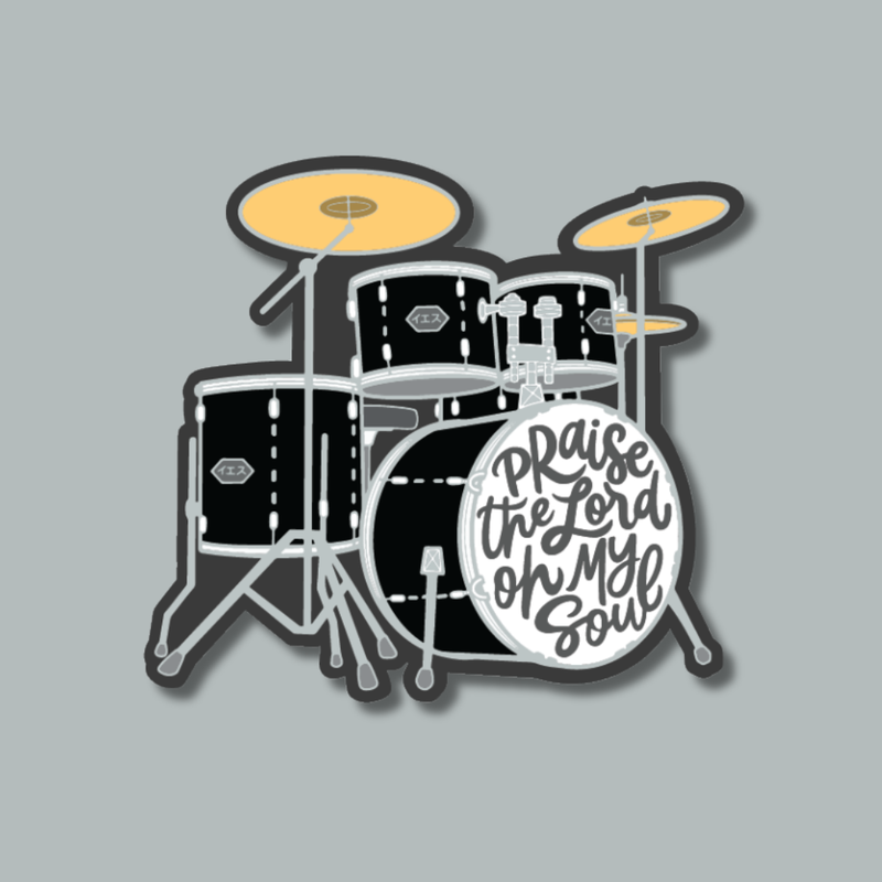 Praise (Drums) Black Matte Glitter Sticker