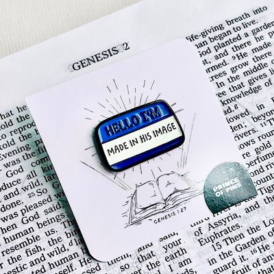 Genesis 1:27 (Made in His Image) Blue Enamel Pin
