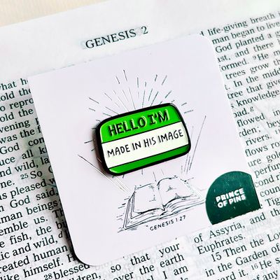 Genesis 1:27 (Made in His Image) Green Enamel Pin