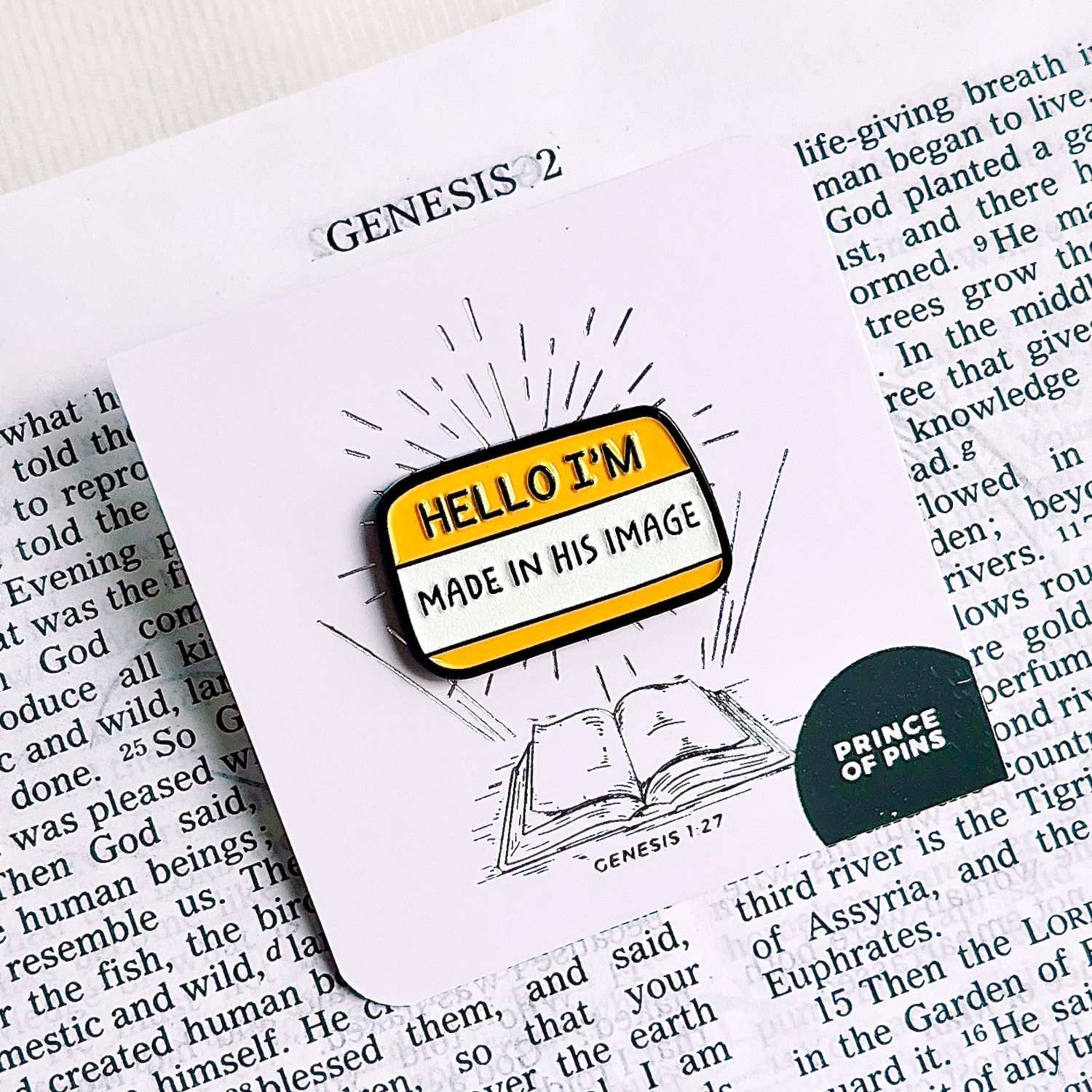 Genesis 1:27 (Made in His Image) Yellow Enamel Pin