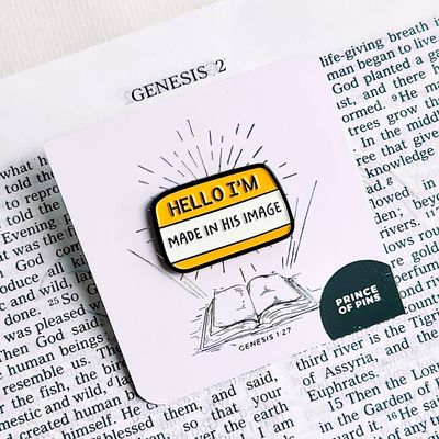 Genesis 1:27 (Made in His Image) Yellow Enamel Pin