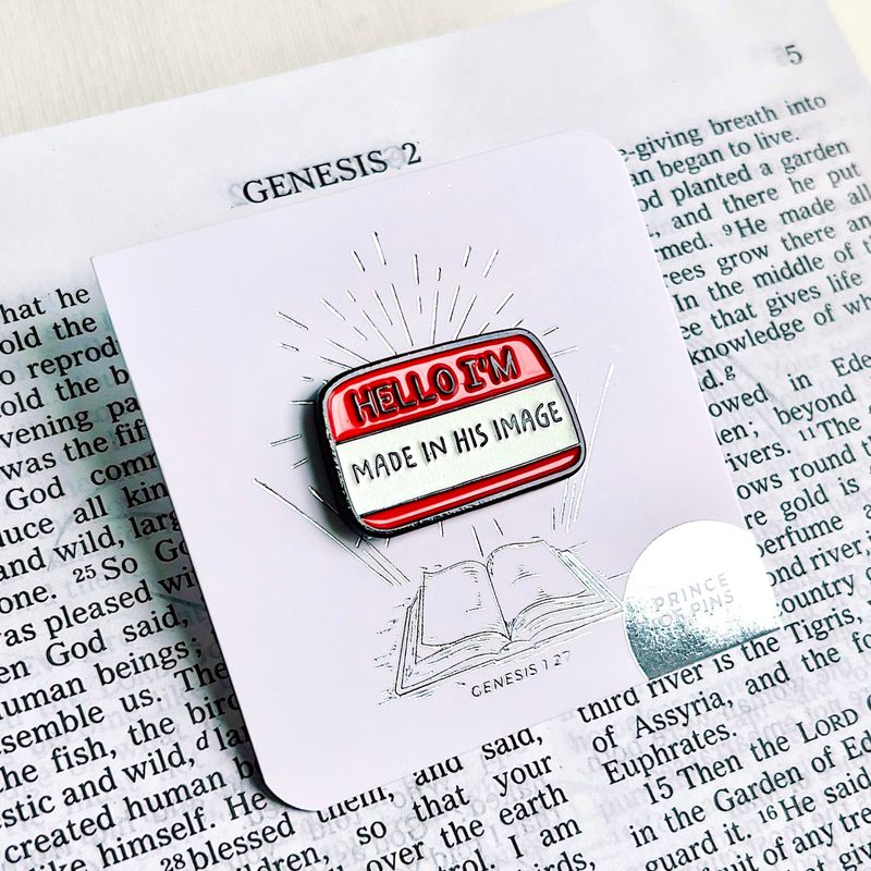 Genesis 1:27 (Made in His Image) Red Enamel Pin