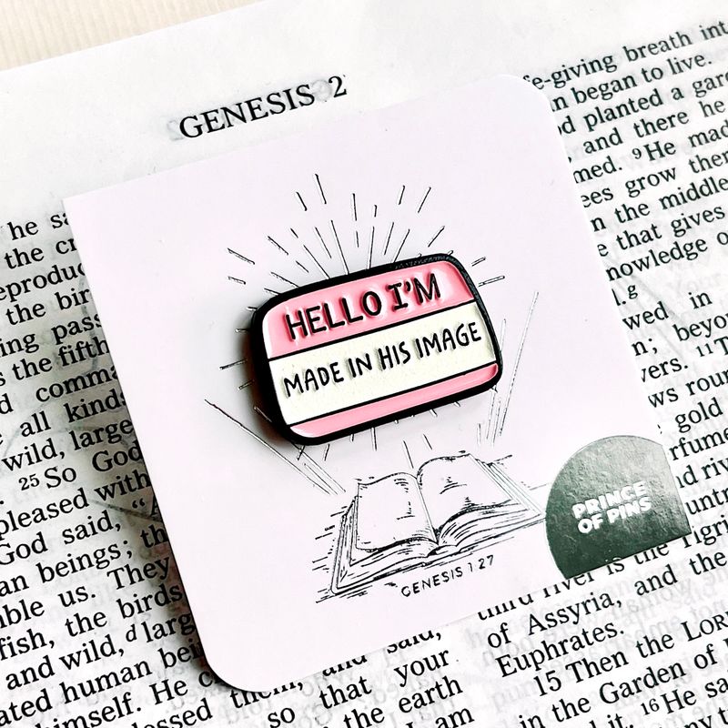 Genesis 1:27 (Made in His Image) Pink Enamel Pin