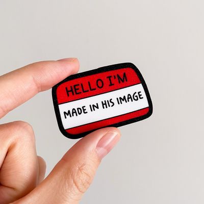 Genesis 1:27 (Made in His Image) Red Matte Glitter Sticker