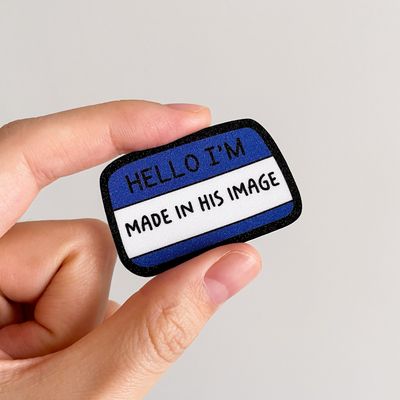 Genesis 1:27 (Made in His Image) Blue Matte Glitter Sticker