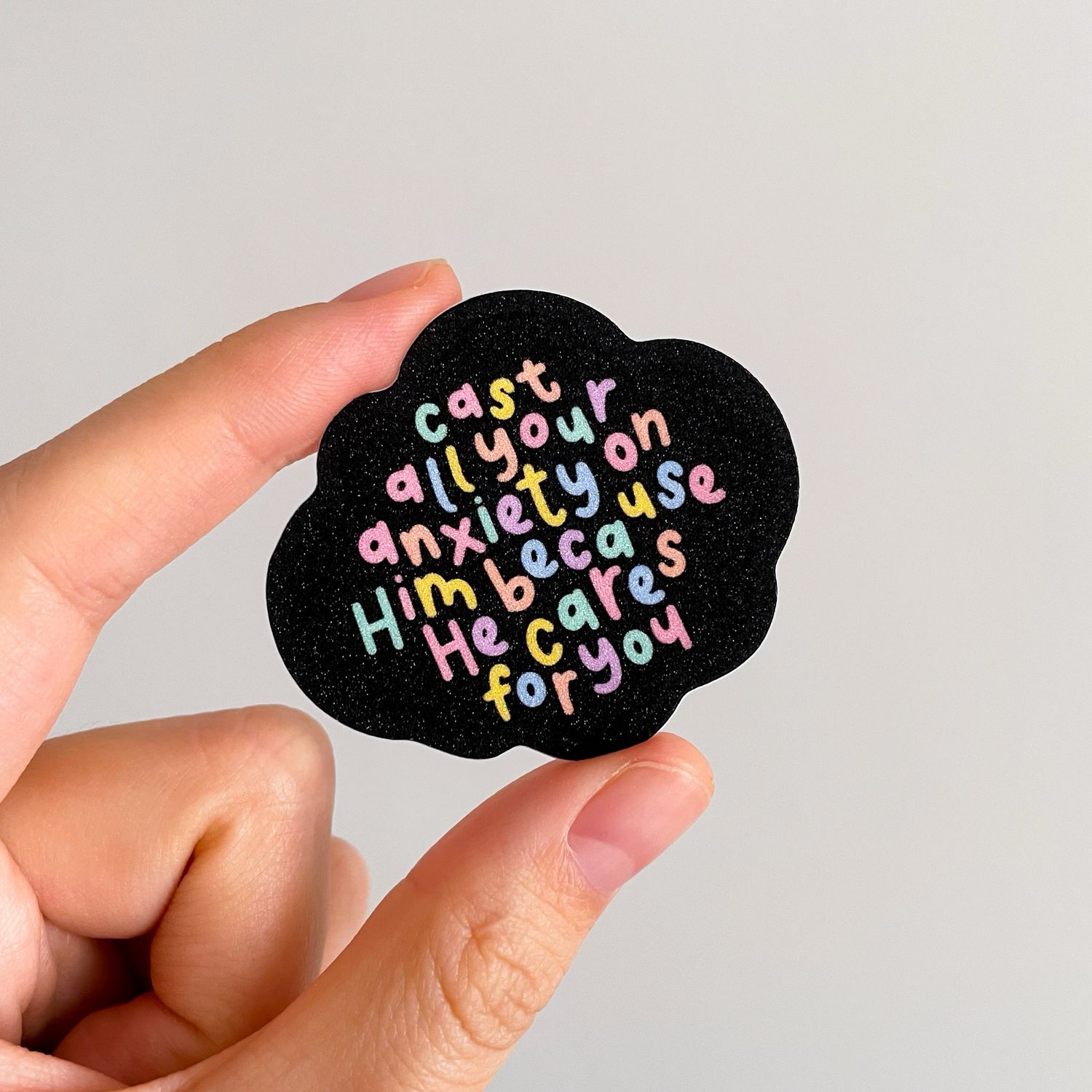 1 Peter 5:7 (Cast all your anxiety) Matte Glitter Sticker