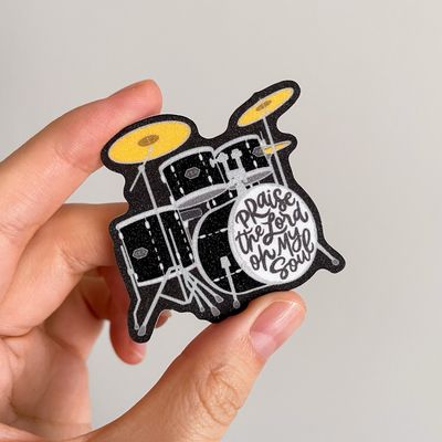 Praise (Drums) Black Matte Glitter Sticker