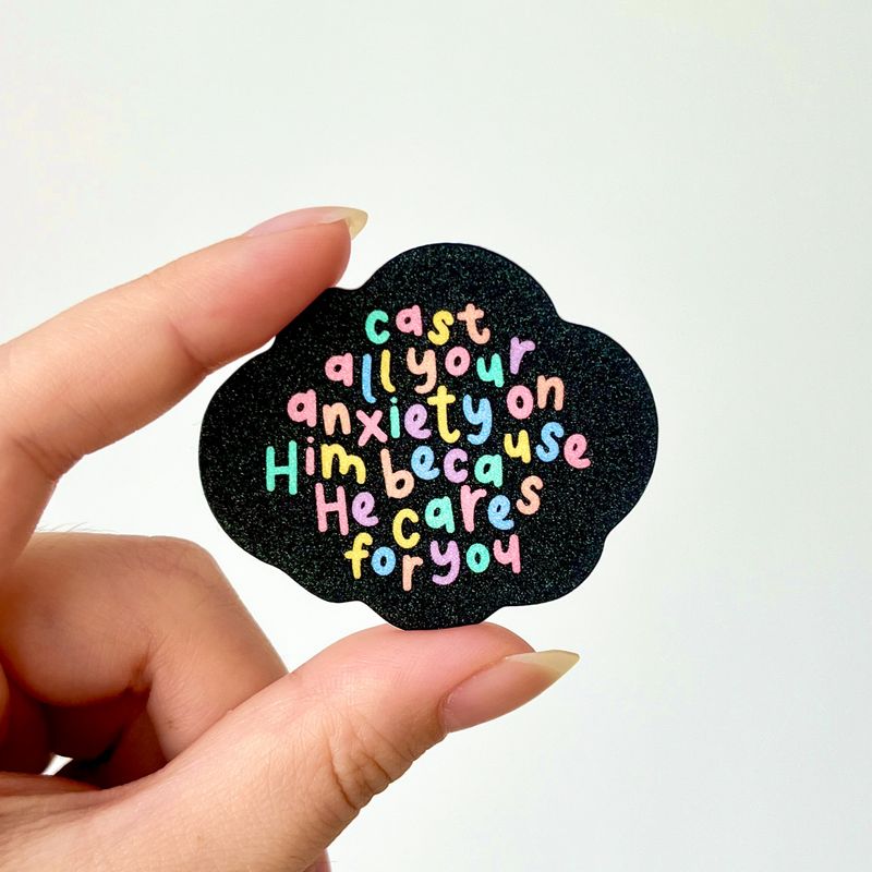 1 Peter 5:7 (Cast all your anxiety) Matte Glitter Sticker