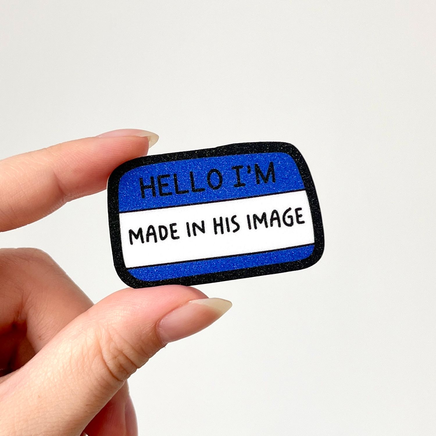 Genesis 1:27 (Made in His Image) Blue Matte Glitter Sticker