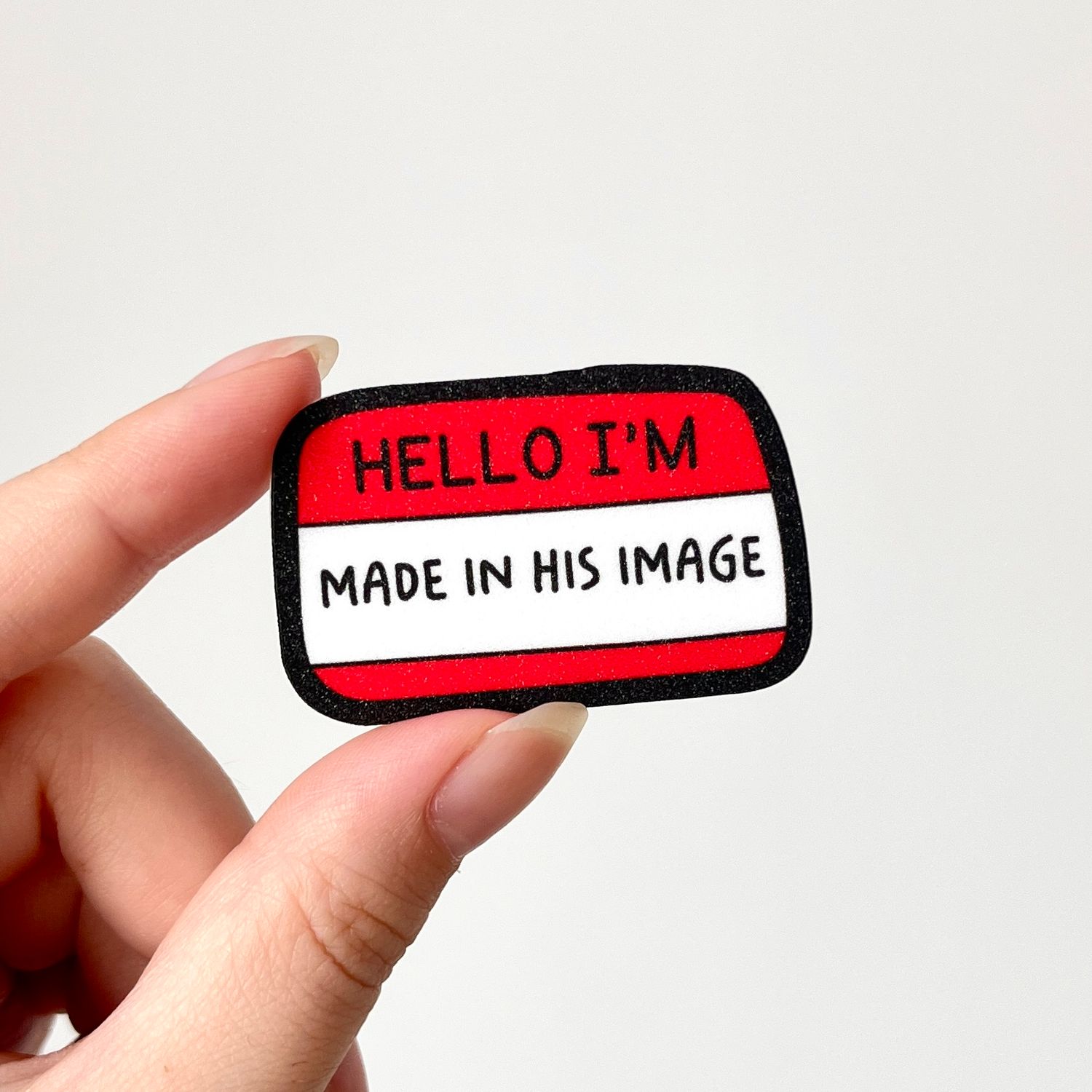 Genesis 1:27 (Made in His Image) Red Matte Glitter Sticker