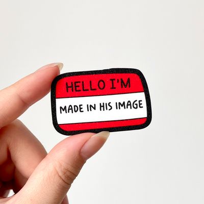 Genesis 1:27 (Made in His Image) Red Matte Glitter Sticker