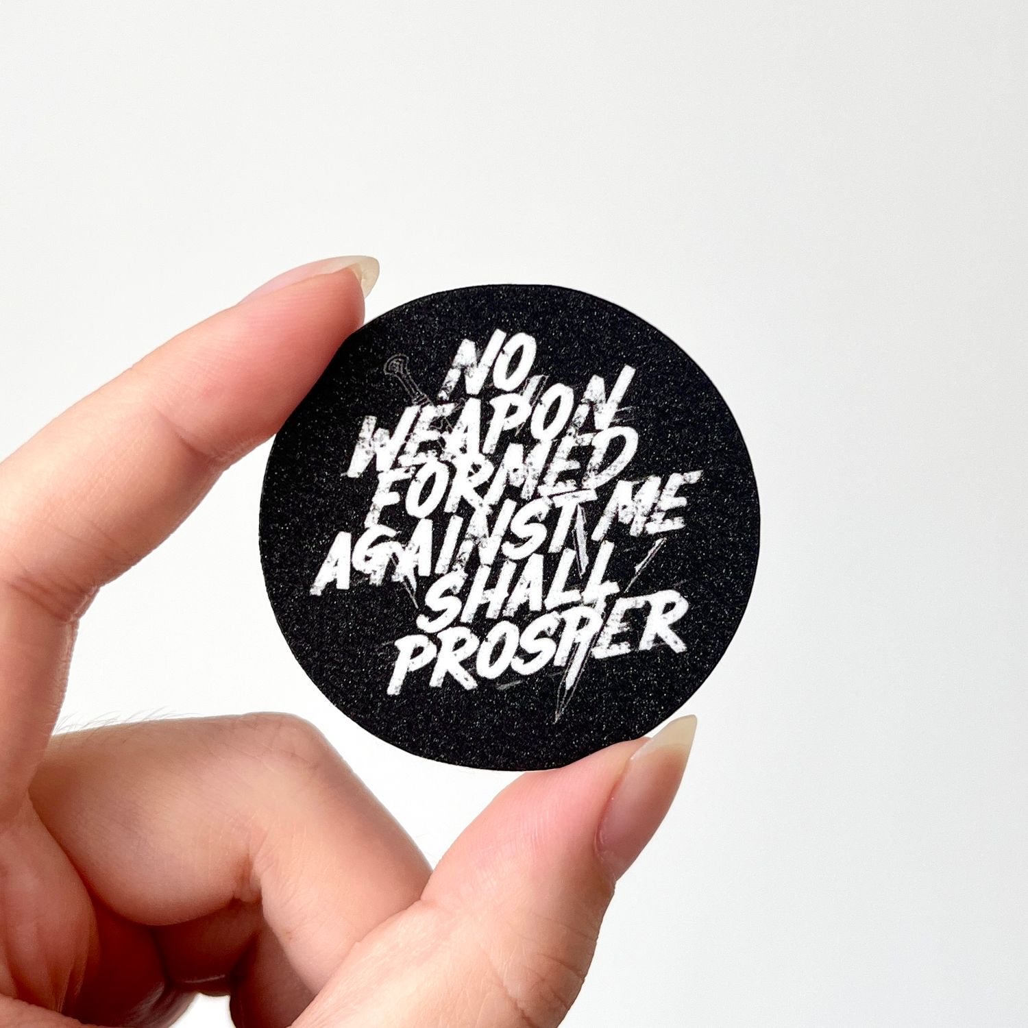 Isaiah 54:17 (No Weapon) Matte Glitter Sticker