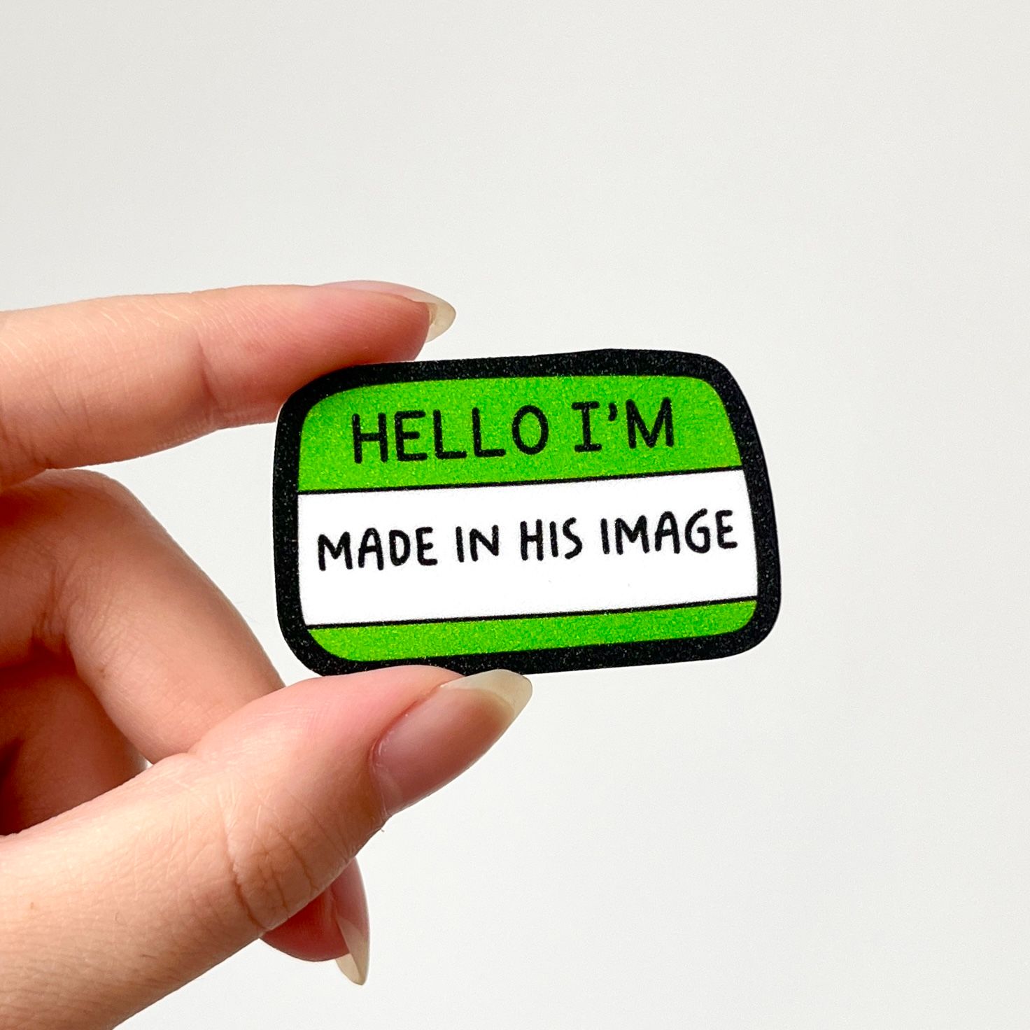 Genesis 1:27 (Made in His Image) Green Matte Glitter Sticker