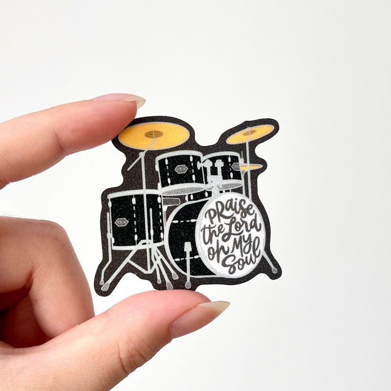Praise (Drums) Black Matte Glitter Sticker