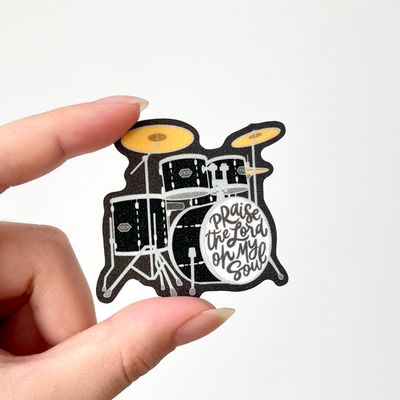 Praise (Drums) Black Matte Glitter Sticker