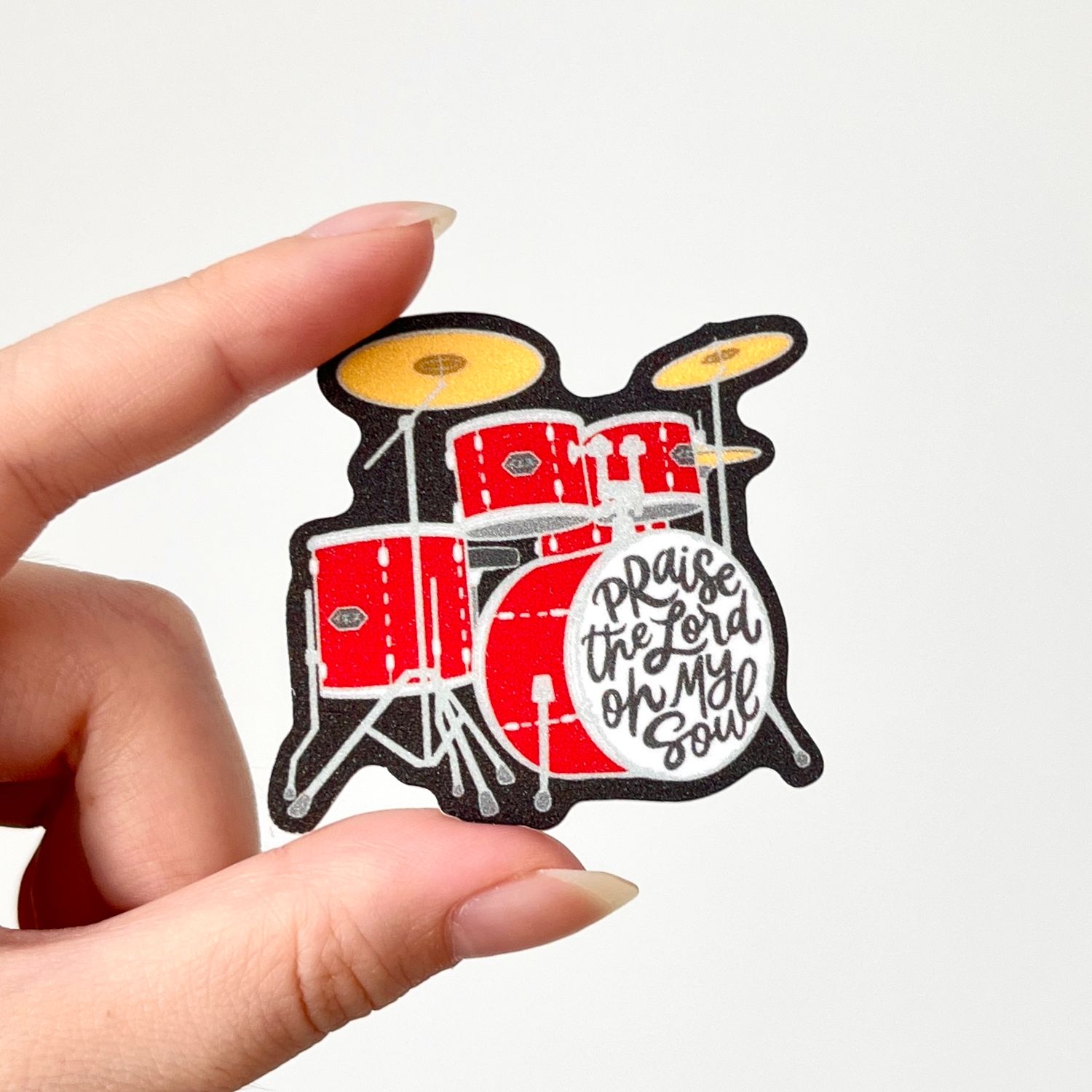 Praise (Drums) Red Matte Glitter Sticker