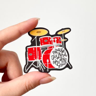 Praise (Drums) Red Matte Glitter Sticker