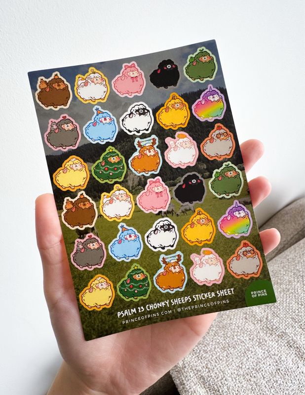Psalm 23 Chonky Sheep A6 Sticker Sheet