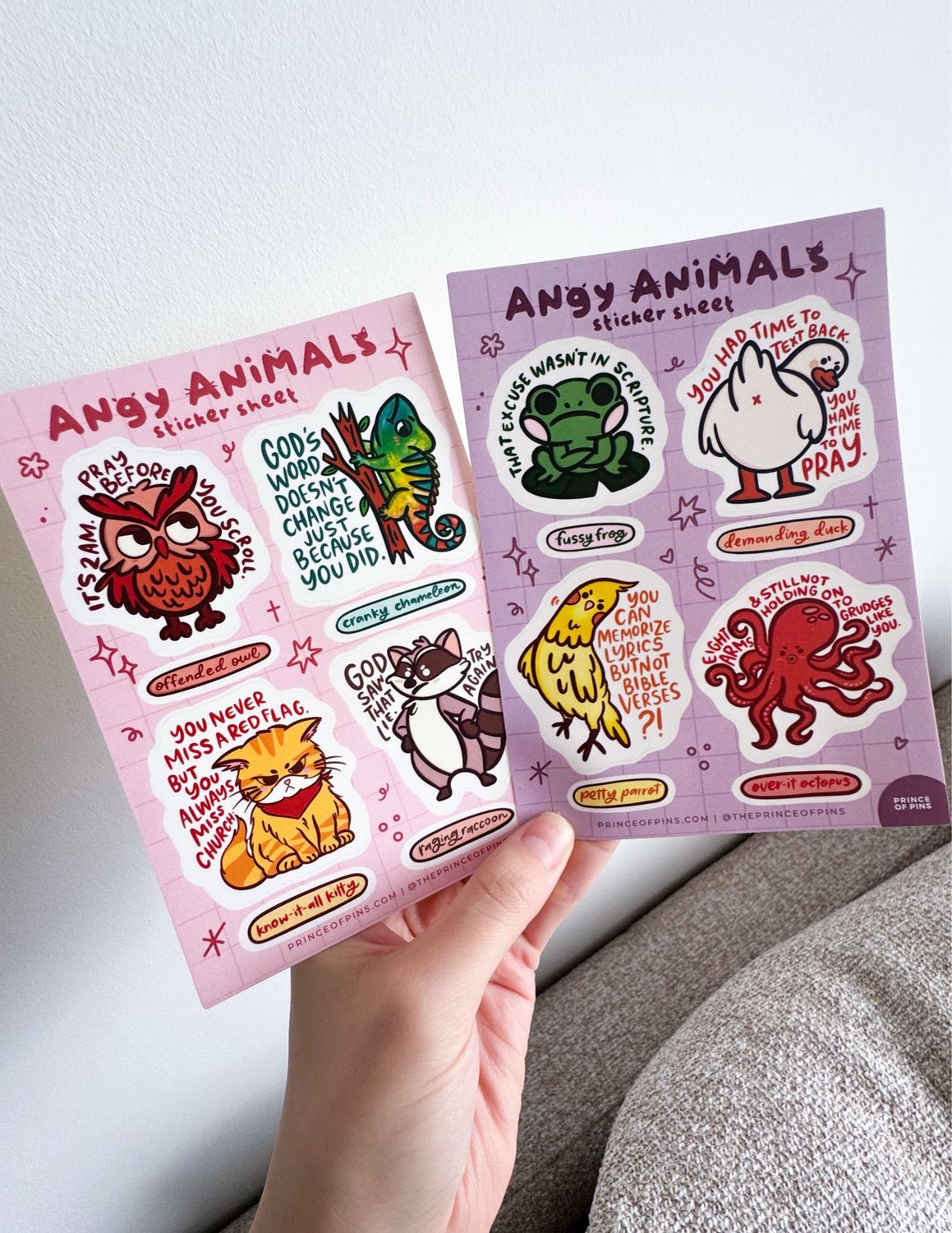 Angy Animals A6 Sticker Sheets (x2)