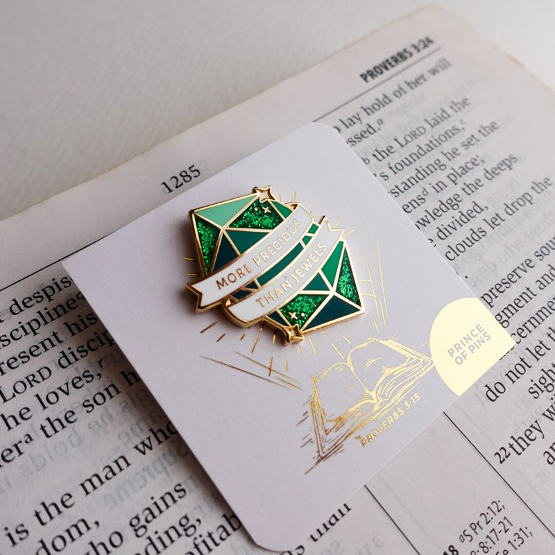 Proverbs 3:15 (Emerald) Enamel Pin