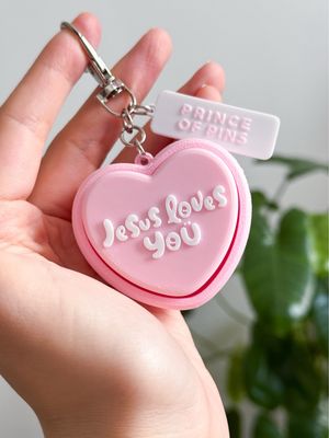 Jesus Loves You Fidget Clicker Keychain (Strawberry Pink)