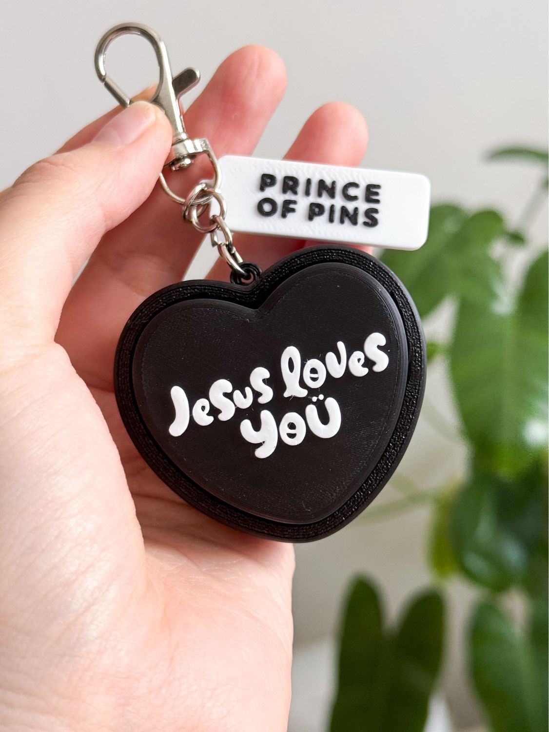 Jesus Loves You Fidget Clicker Keychain (Black Sesame)
