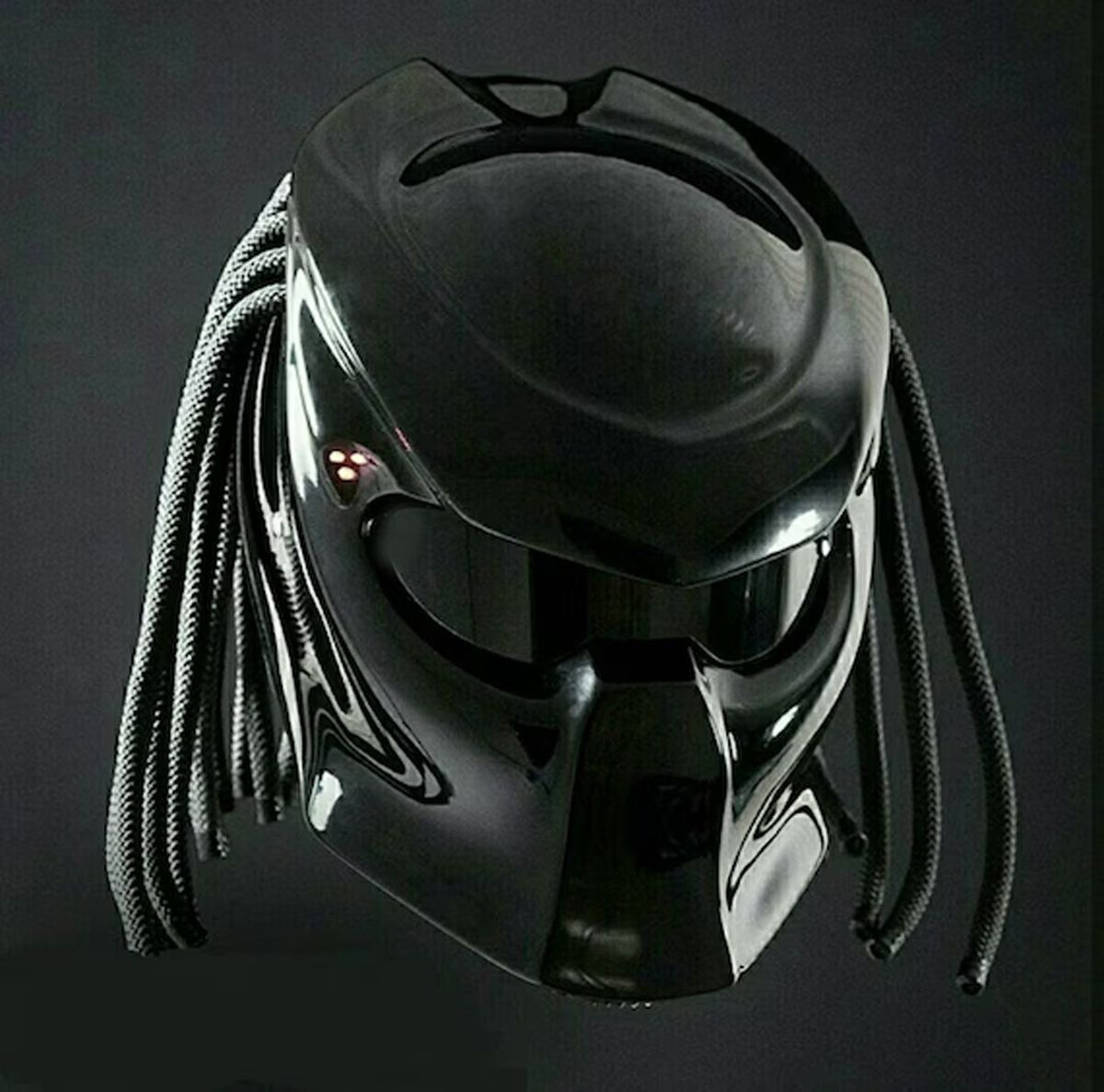 BLACK PLAIN SOLID MOTIF PREDATOR  HELMET FOR BIKER DOT ECE WITH 3 LASER