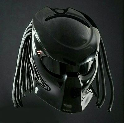 BLACK PLAIN SOLID MOTIF PREDATOR  HELMET FOR BIKER DOT ECE WITH 3 LASER