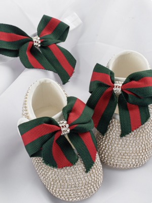 Handmade Shoes and Headband Set ( Red &amp; Green )