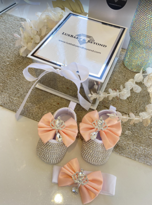 Handmade Shoes and Headband Set ( Peach )