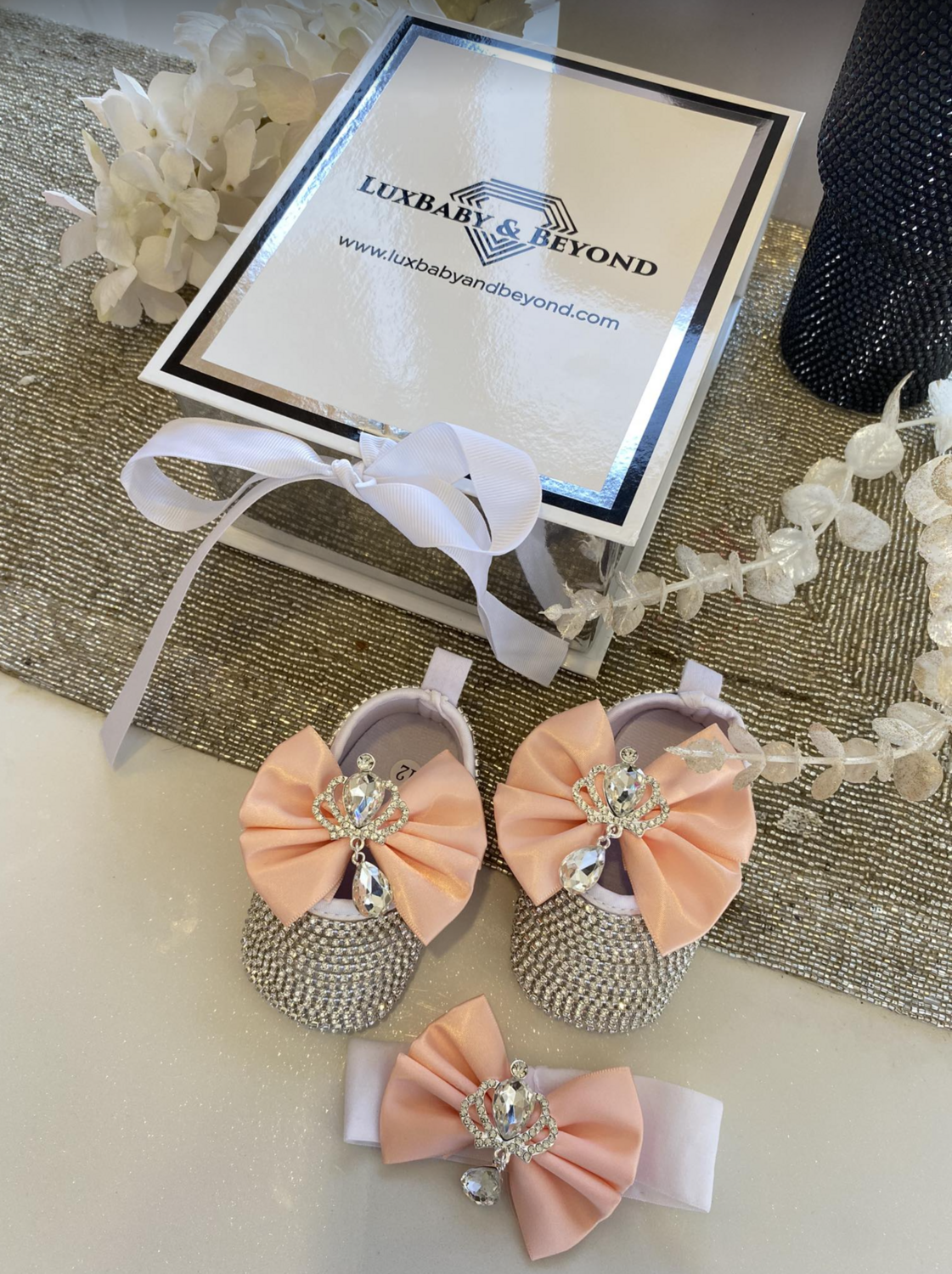 Handmade Shoes and Headband Set ( Peach )