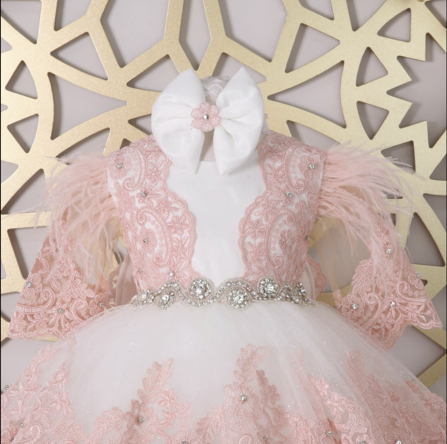 Luxurious high low white dress with headband